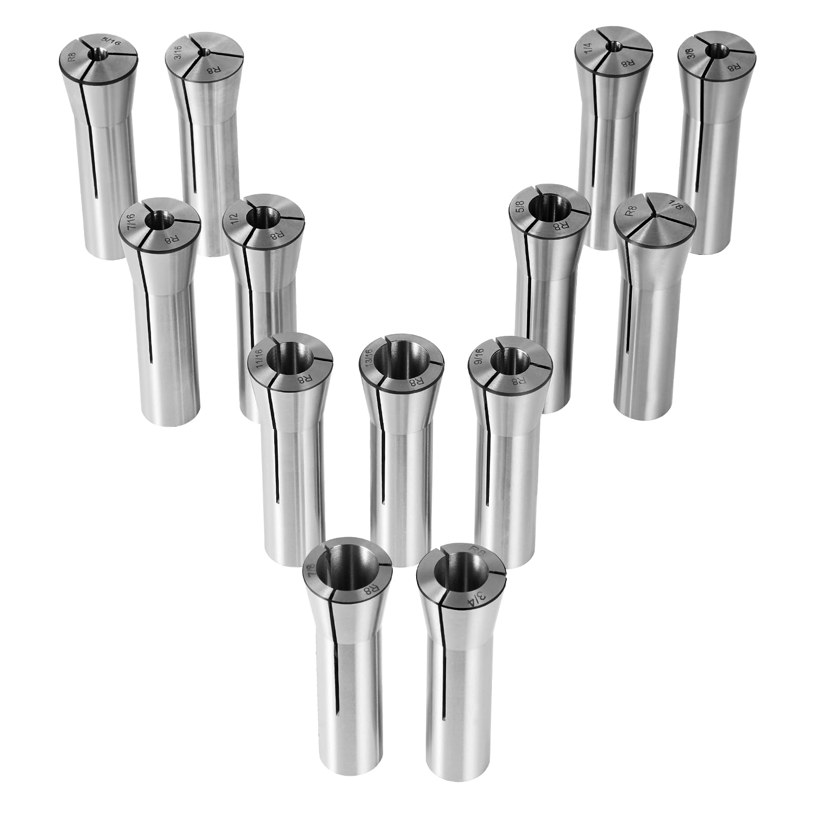 Amazon.com: VEVOR 13 pcs Precision R8 Collet Set, 1/8'' - 7/8